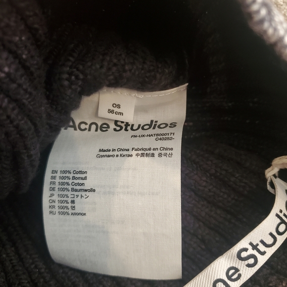 Acne Studios Acid Wash Beanie Hat in Dark Grey - Picture 7 of 7